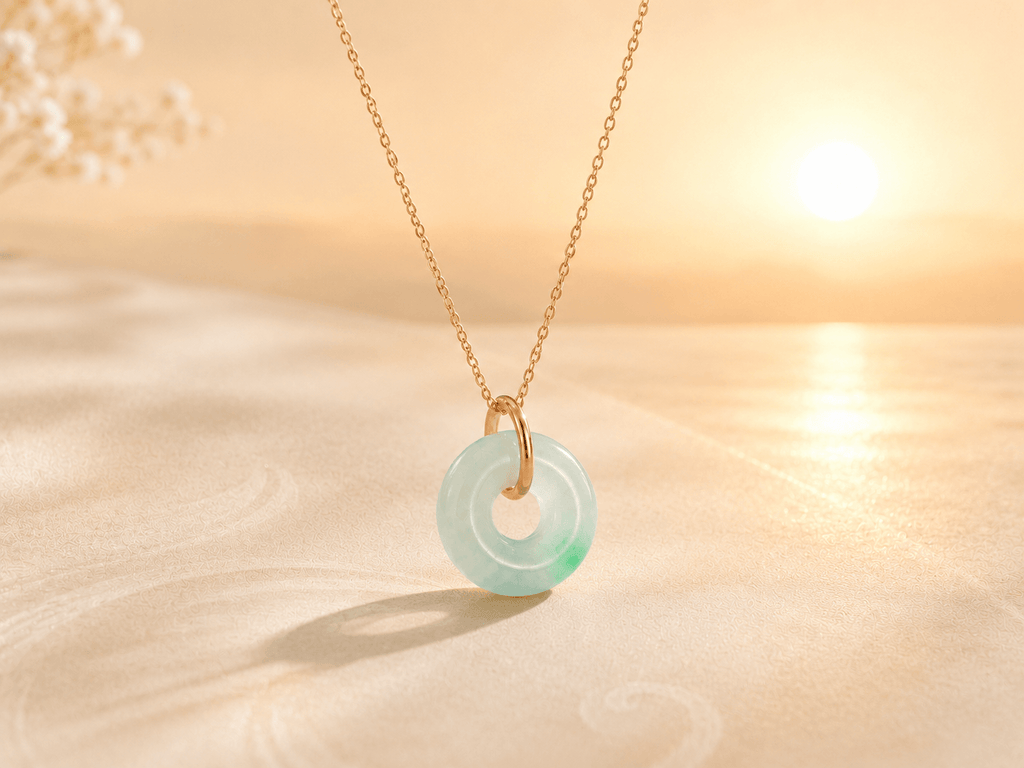 Circle of Heaven Pendant Necklace - Burmese Jadeite & 14K Yellow Gold - AME Jewellery