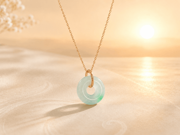 Circle of Heaven Pendant Necklace - Burmese Jadeite & 14K Yellow Gold - AME Jewellery