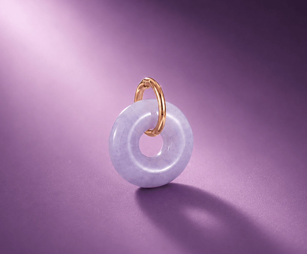 Circle of Heaven Pendant Necklace - Purple Burmese Jadeite & 14K Yellow Gold by AME Jewellery