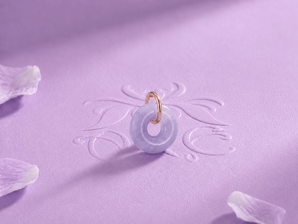 Circle of Heaven Pendant - Purple Burmese Jadeite & 14K Yellow Gold by AME Jewellery