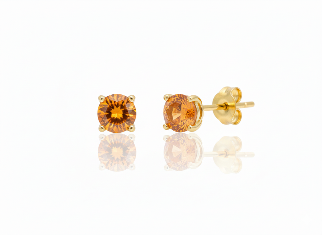 Bông tai Vàng Đá quý tự nhiên Citrine Stud Earrings in 14K Yellow Gold by AME Jewellery