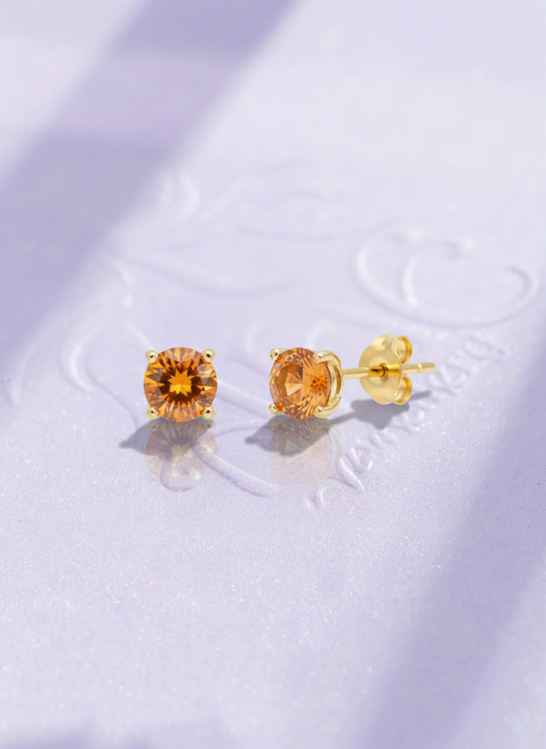 Bông tai Vàng Đá quý tự nhiên Citrine Stud Earrings in 14K Yellow Gold by AME Jewellery