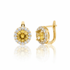 Bông tai Vàng Đá quý tự nhiên Citrine Halo Earrings in 14K Yellow Gold by AME Jewellery
