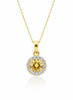 Mặt dây chuyền Vàng Đá quý tự nhiên Citrine Halo Pendant Necklace in 14K Yellow Gold by AME Jewellery
