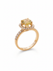 Nhẫn Vàng Đá quý tự nhiên Citrine Square Halo Ring in 14K Yellow Gold by AME Jewellery
