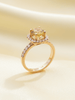 Nhẫn Vàng Đá quý tự nhiên Citrine Square Halo Ring in 14K Yellow Gold by AME Jewellery