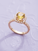 Nhẫn Vàng Đá quý tự nhiên Citrine Square Halo Ring in 14K Yellow Gold by AME Jewellery
