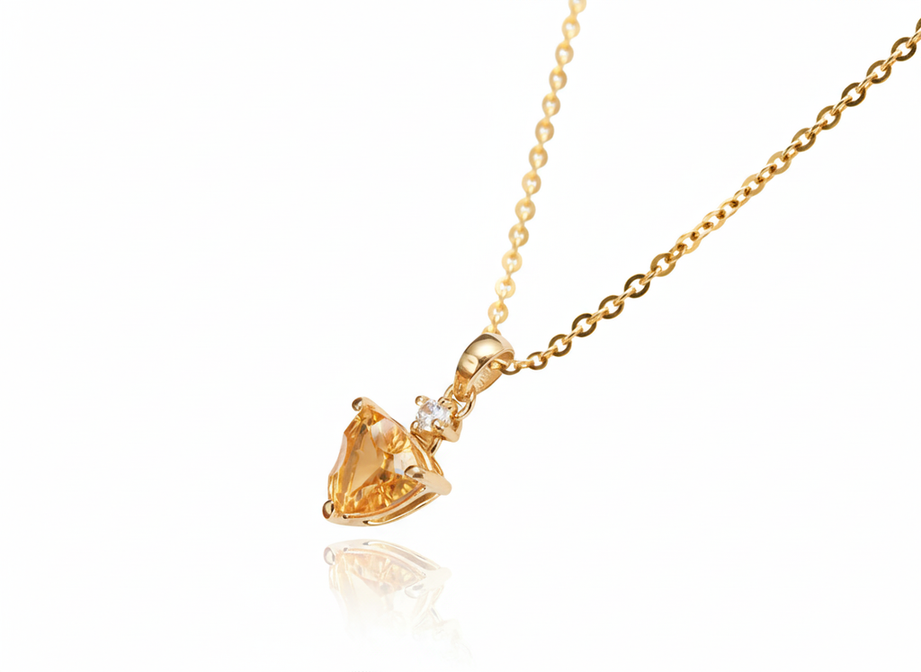  Mặt dây chuyền Vàng Đá quý thiên nhiên Triangle-cut Citrine Pendant Necklace in 14K Yellow Gold by AME Jewellery