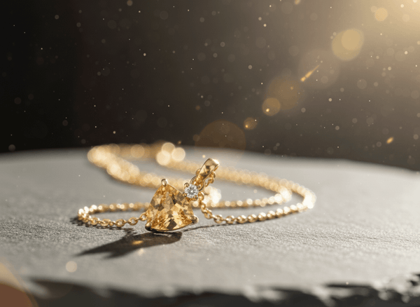  Mặt dây chuyền Vàng Đá quý thiên nhiên Triangle-cut Citrine Pendant Necklace in 14K Yellow Gold by AME Jewellery