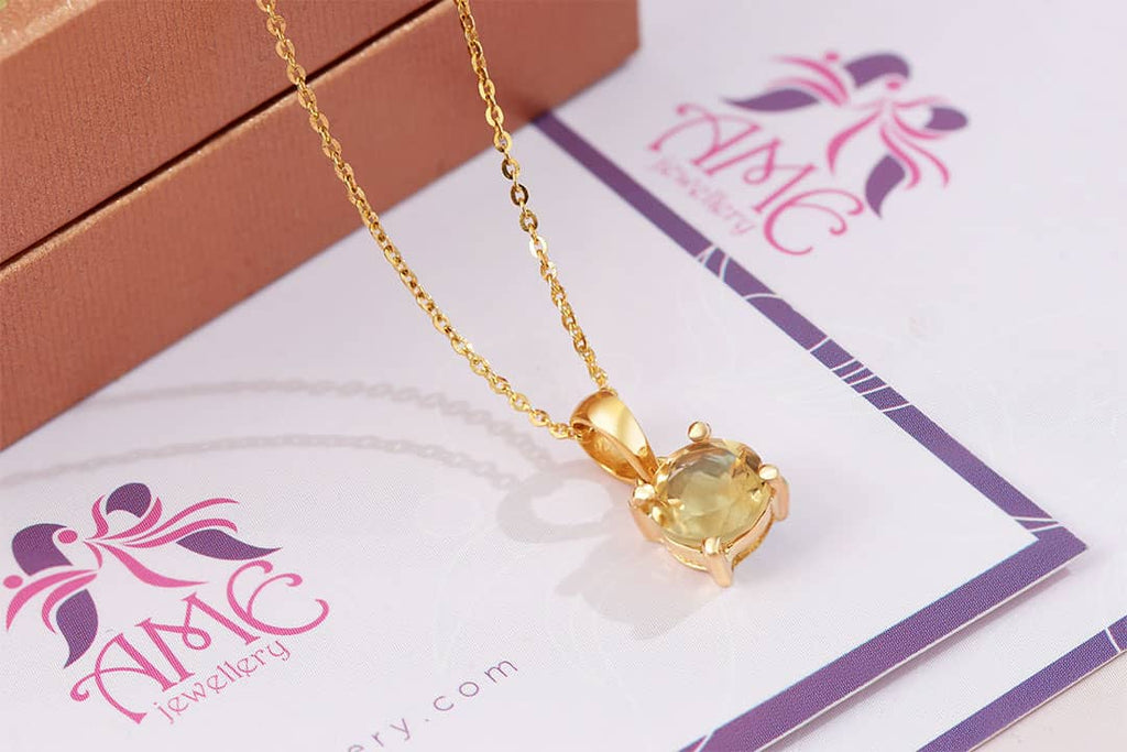 Mặt dây chuyền Vàng Đá quý tự nhiên Citrine Pendant Necklace in 14-karat Yellow Gold by AME Jewellery