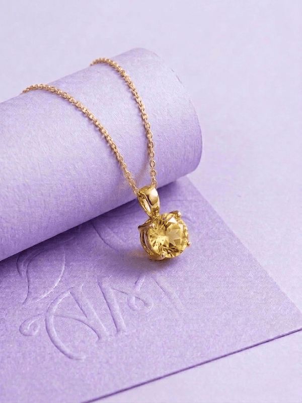 Natural Citrine Pendant in 14K Yellow Gold - AME Jewellery