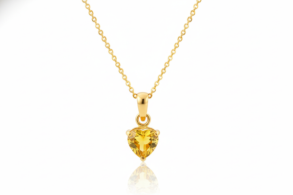 Mặt dây chuyền Vàng Đá quý thiên nhiên Heart-cut Citrine Pendant Necklace in 14K Yellow Gold by AME Jewellery