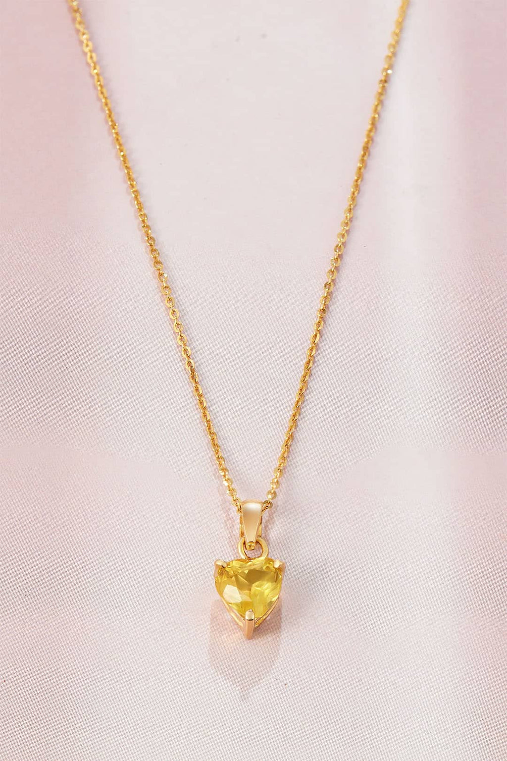 Mặt dây chuyền Vàng Đá quý thiên nhiên Heart-cut Citrine Pendant Necklace in 14K Yellow Gold by AME Jewellery