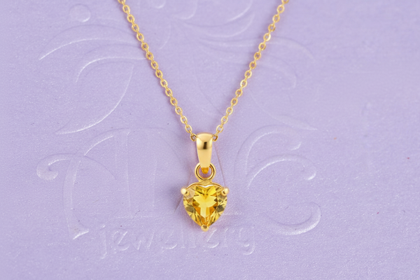 Mặt dây chuyền Vàng Đá quý thiên nhiên Heart-cut Citrine Pendant Necklace in 14K Yellow Gold by AME Jewellery