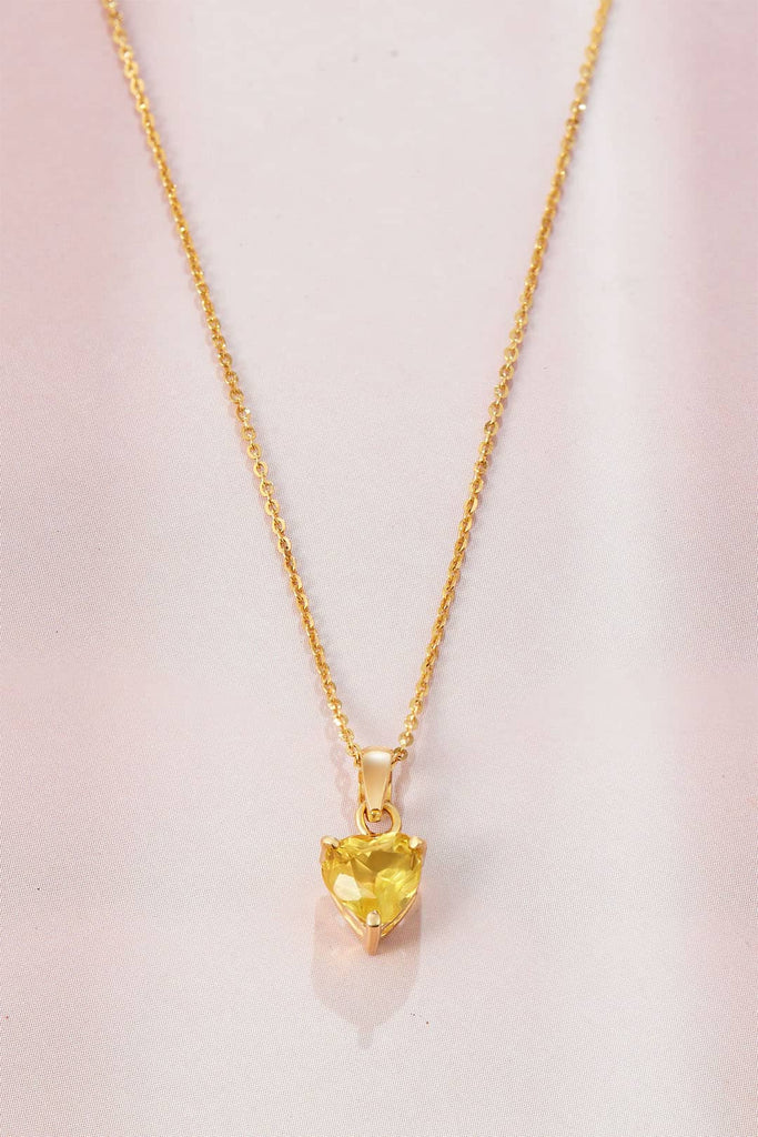 Natural Heart-cut Citrine Pendant in 14K Yellow Gold by AME Jewellery