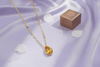 Mặt dây chuyền Vàng Đá quý tự nhiên Pear-cut Citrine Bezel Pendant Necklace in 14K Yellow Gold by AME Jewellery