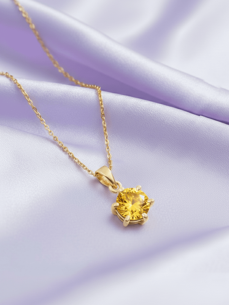 Mặt dây chuyền Vàng Đá quý tự nhiên Citrine Pendant Necklace in 14K Yellow Gold by AME Jewellery
