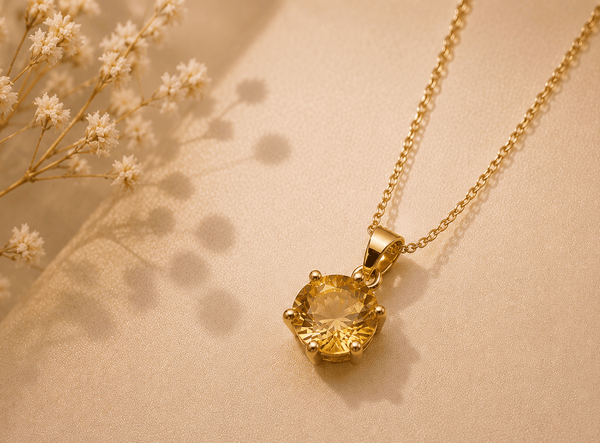 Pendentif halo en or jaune 14K avec citrine - AME Jewellery