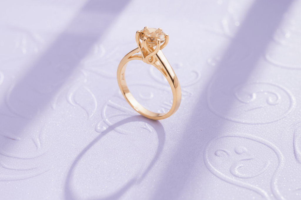 Nhẫn Vàng Đá quý thiên nhiên Citrine Solitaire Ring in 14K Yellow Gold by AME Jewellery