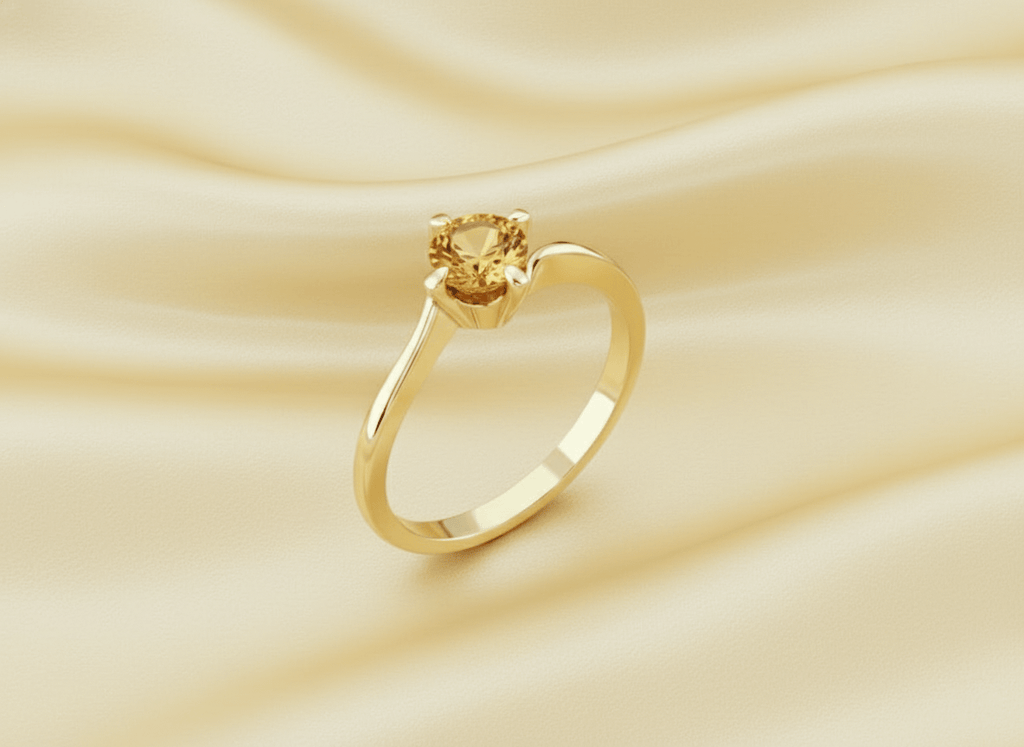 Nhẫn Vàng Đá quý thiên nhiên Citrine Ring in 14K Yellow Gold by AME Jewellery