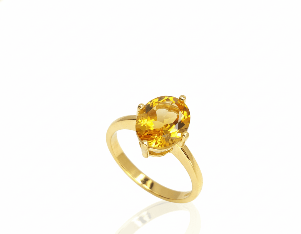 Nhẫn Vàng Đá quý tự nhiên Oval Citrine Ring in 14K Yellow Gold by AME Jewellery