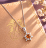 Pendentif halo en citrine naturelle en argent sterling - AME Jewellery