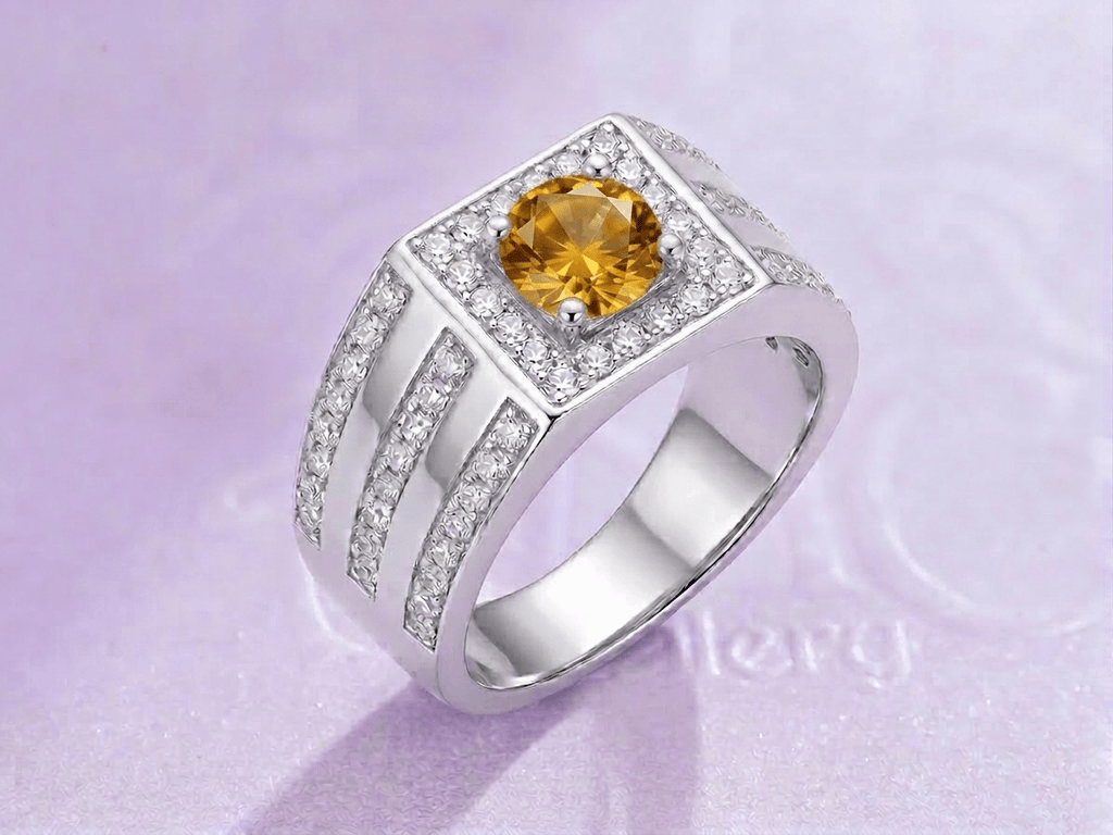Nhẫn Bạc Nam Đá quý tự nhiên Natural Citrine Men's ring in sterling silver by AME Jewellery