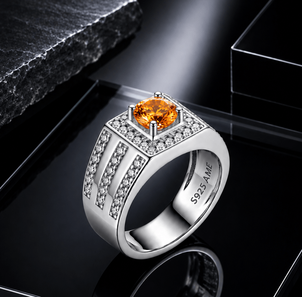 Natural Citrine Men's Ring in Sterling Silver - AME Jewellery