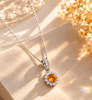 Pendentif halo en citrine naturelle en argent sterling - AME Jewellery.