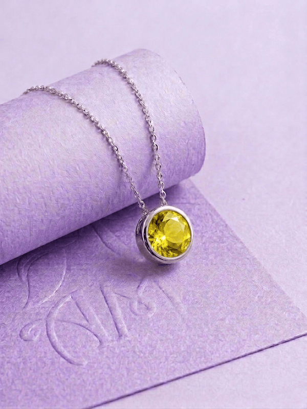Dây chuyền bạc đá quý tự nhiên Natural Citrine Solitaire Silver Chain Necklace by AME Jewellery