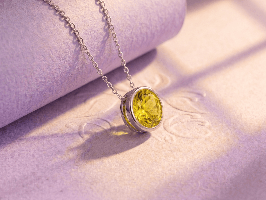 Dây chuyền bạc đá quý tự nhiên Natural Citrine Solitaire Silver Chain Necklace by AME Jewellery