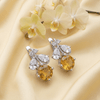 Natural Citrine Leaf Latch-back Earrings in Sterling Silver by AME Jewellery. 