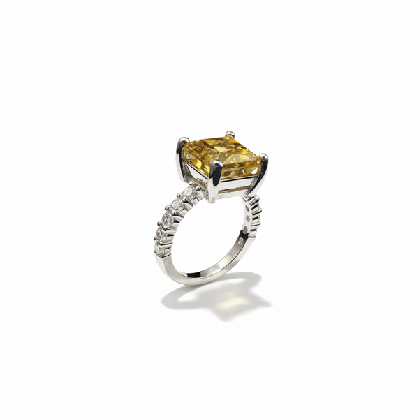 Nhẫn nữ Vàng trắng 14K Đá quý Citrine White Gold Ring - AME Jewellery