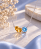 Collier en argent sterling et citrine taille poire et topaze bleue - AME Jewellery
