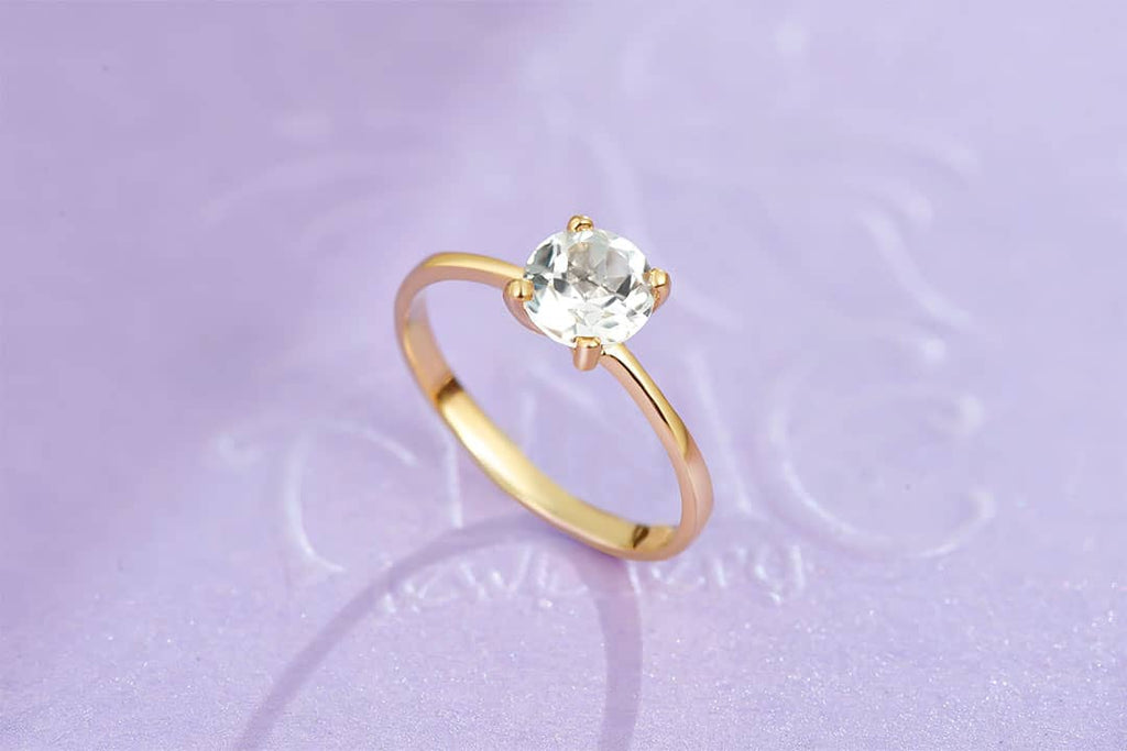 Natural Colorless Topaz Ring in 14K Yellow Gold by AME Jewellery