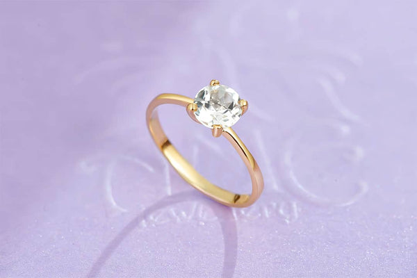 Natural Colorless Topaz Ring in 14K Yellow Gold by AME Jewellery