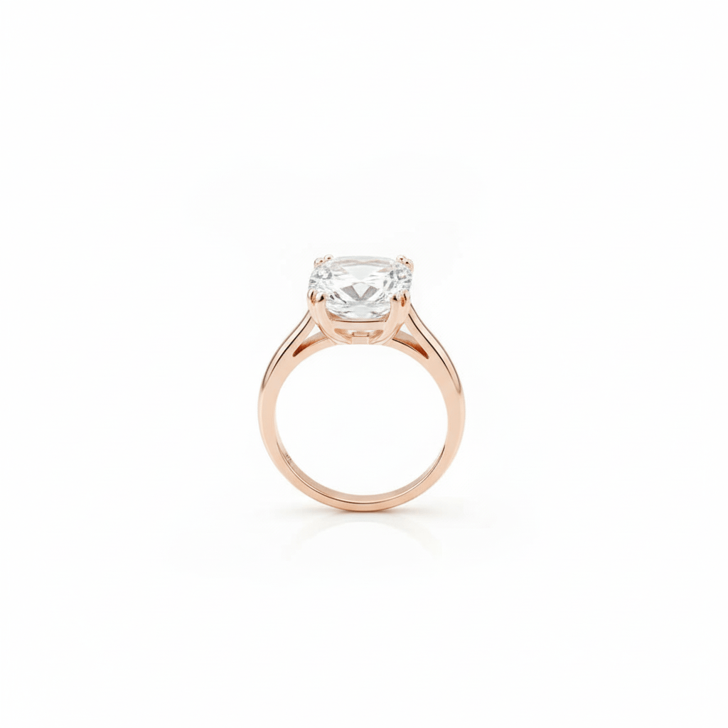 Nhẫn Vàng Hồng Đá quý tự nhiên Colorless Cushion Topaz Ring 14K Rose Gold by AME Jewellery