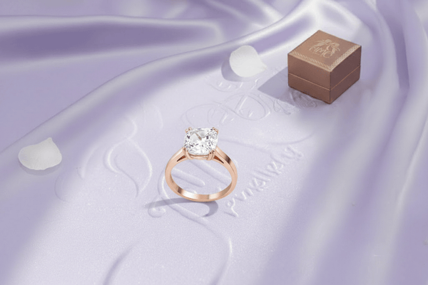 Nhẫn Vàng Hồng Đá quý tự nhiên Colorless Cushion Topaz Ring 14K Rose Gold by AME Jewellery