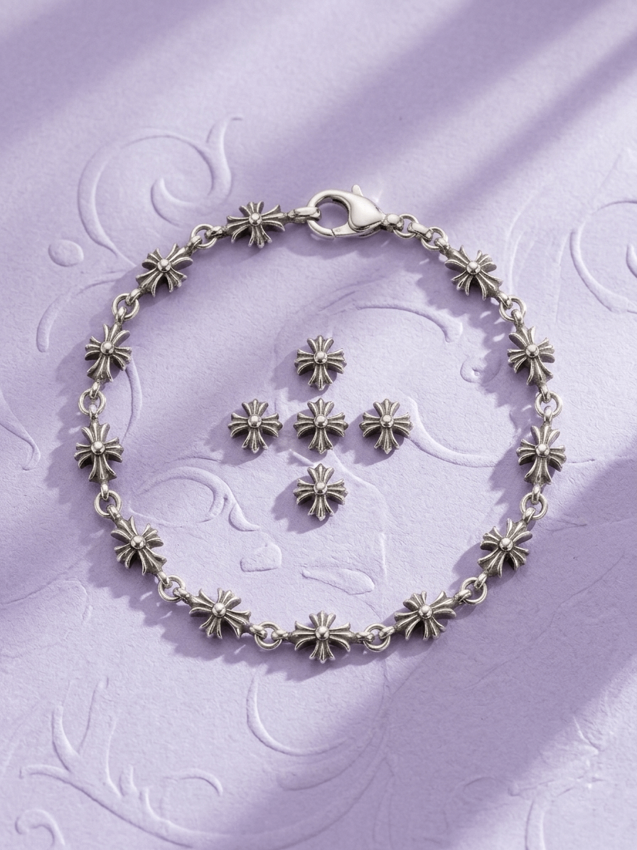 Lắc tay Thánh giá Bạc Cross-Link Chain Bracelet in Sterling Silver by AME Jewellery