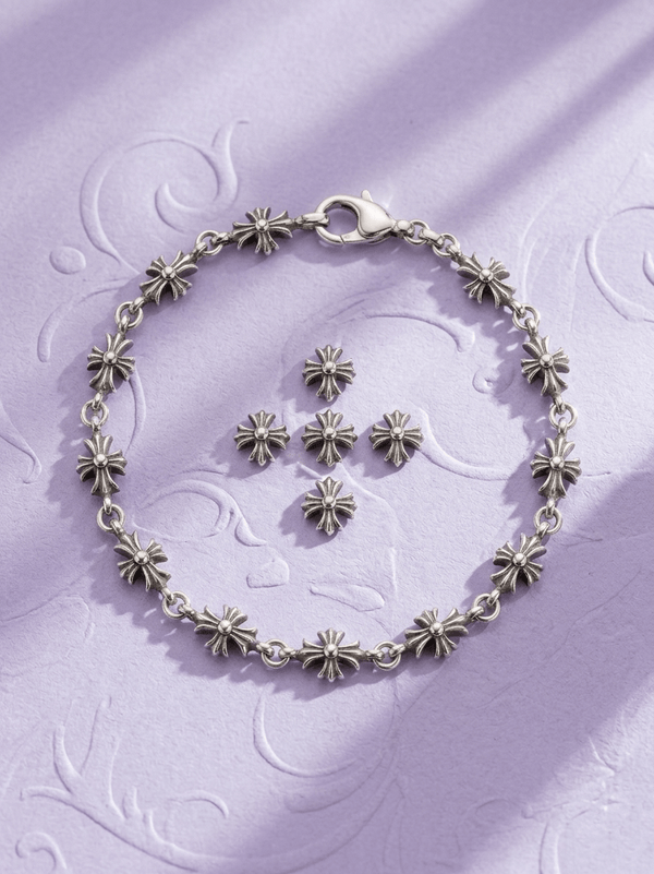 Lắc tay Thánh giá Bạc Cross-Link Chain Bracelet in Sterling Silver by AME Jewellery