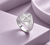 Men's Cross Straight Oval Signet Ring in Sterling Silver by AME Jewellery.