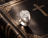 Men's Cross Straight Oval Signet Ring in Sterling Silver by AME Jewellery. 