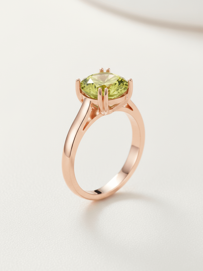 Nhẫn Vàng hồng Đá quý tự nhiên Natural Cushion-cut Peridot Ring in 14K Rose Gold by AME Jewellery