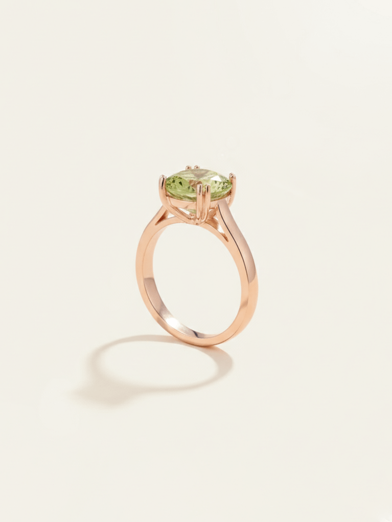 Nhẫn Vàng hồng Đá quý tự nhiên Natural Cushion-cut Peridot Ring in 14K Rose Gold by AME Jewellery