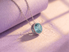 Natural Swiss Blue Topaz Solitaire Bezel Chain Necklace in Sterling Silver by AME Jewellery. 