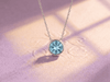Natural Swiss Blue Topaz Solitaire Bezel Chain Necklace in Sterling Silver by AME Jewellery.
