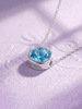 Natural Swiss Blue Topaz Solitaire Bezel Chain Necklace in Sterling Silver by AME Jewellery