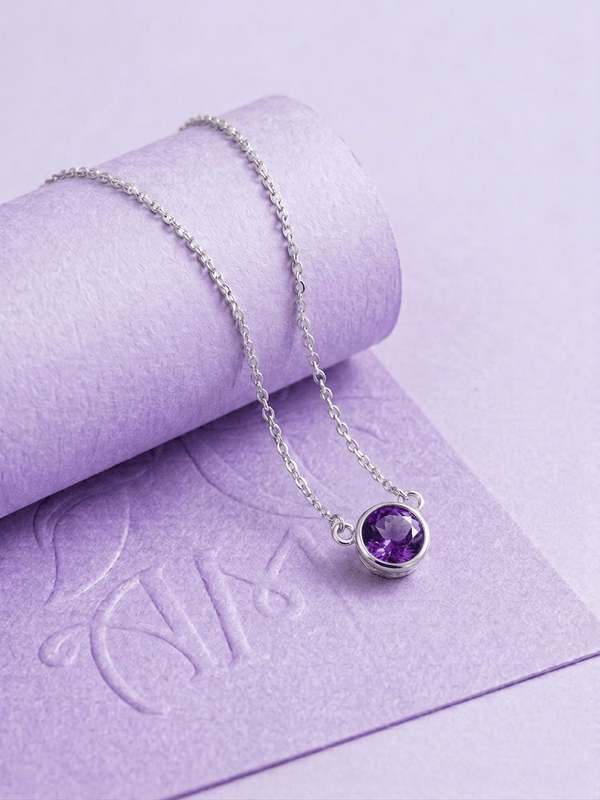Dây chuyền đá quý tự nhiên Natural Amethyst Chain Necklace in Sterling Silver by AME Jewellery
