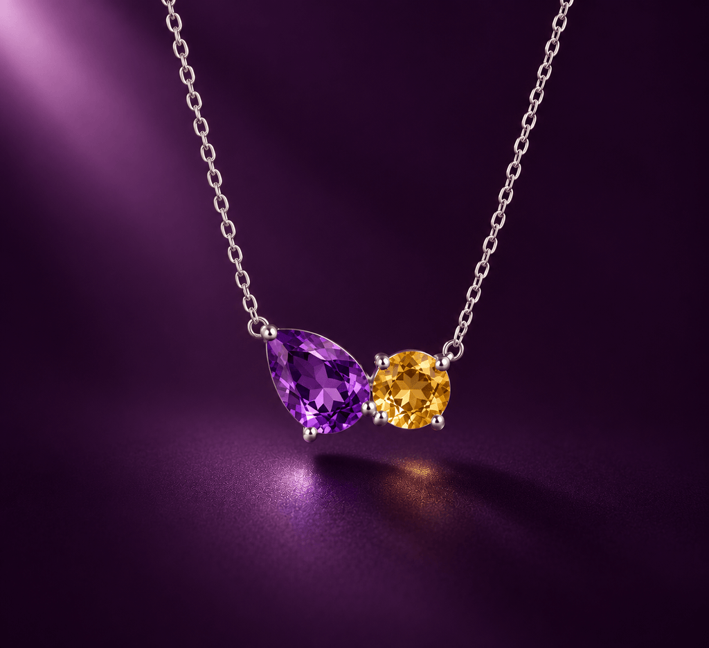 Dây chuyền Đá quý tự nhiên Amethyst giọt và Citrine - AME Jewellery