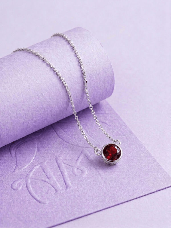 Dây chuyền đá quý tự nhiên Natural Garnet Chain Necklace in Sterling Silver by AME Jewellery.